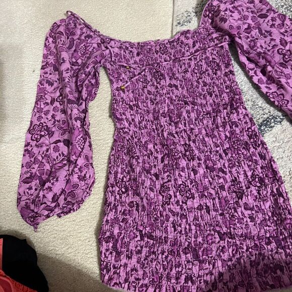 Free People Womens Smock It To Me Smocked Floral Mini Dress In Azalea Combo S - Picture 11 of 15